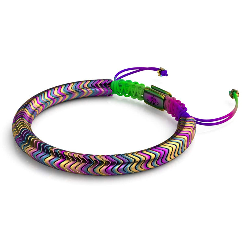 Serpentin | Regenbogen-Hämatit x Spektrum x Einhorn-Silber | Doppelwellen-Armband