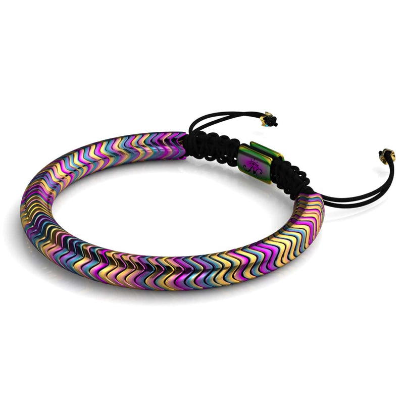 Serpentin | Regenbogen-Hämatit x Einhorn-Silber | Doppelwellen-Armband