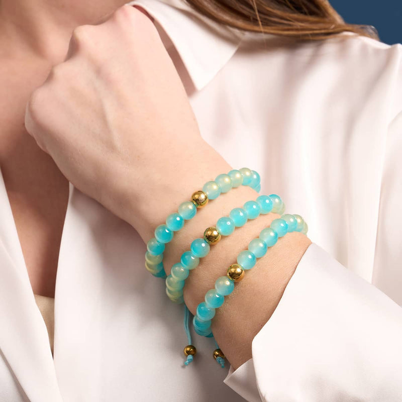 Blaubeermousse | Schimmerndes Glas | Makramee-Armband 