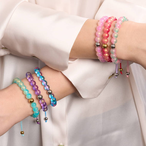 Lavendel-Sprudel | Schimmerndes Glas | Makramee-Armband 