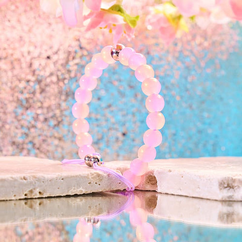 Lavendel-Sprudel | Schimmerndes Glas | Makramee-Armband 
