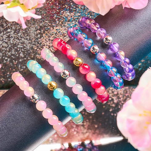 Lavendel-Sprudel | Schimmerndes Glas | Makramee-Armband 