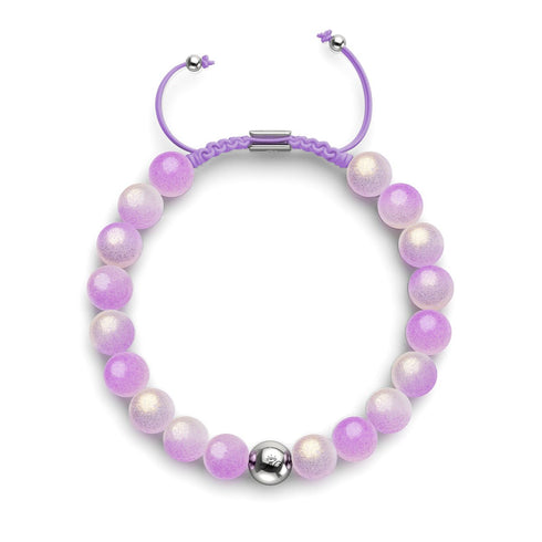 Lavendel-Sprudel | Schimmerndes Glas | Makramee-Armband 