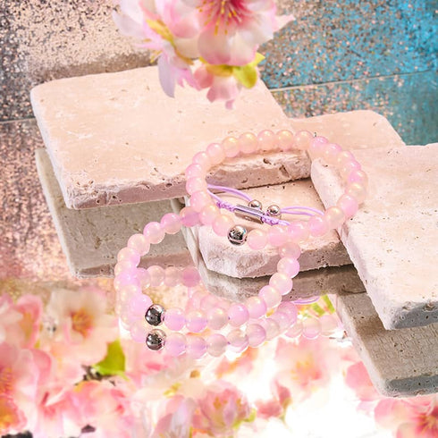 Lavendel-Sprudel | Schimmerndes Glas | Makramee-Armband 
