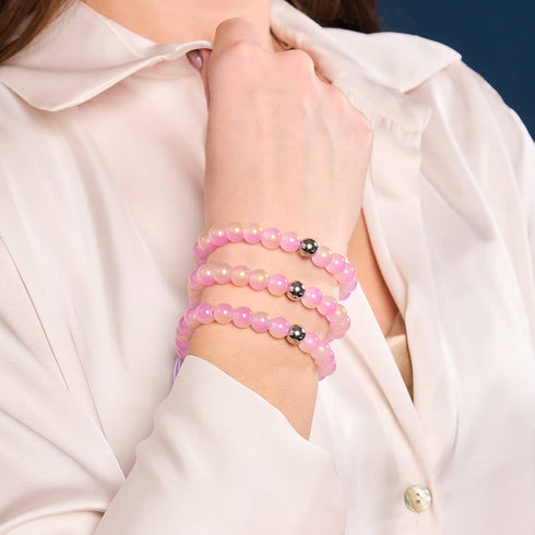 Lavendel-Sprudel | Schimmerndes Glas | Makramee-Armband 