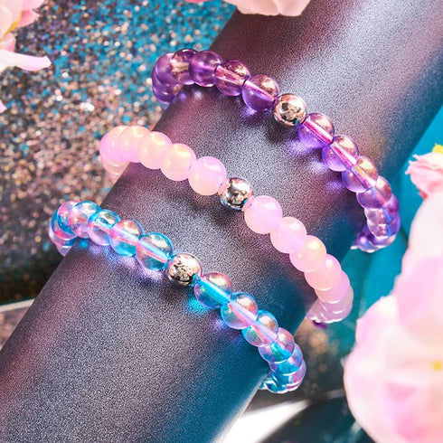 Lavendel-Sprudel | Schimmerndes Glas | Makramee-Armband 