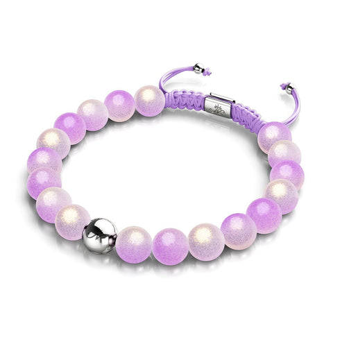 Lavendel-Sprudel | Schimmerndes Glas | Makramee-Armband 