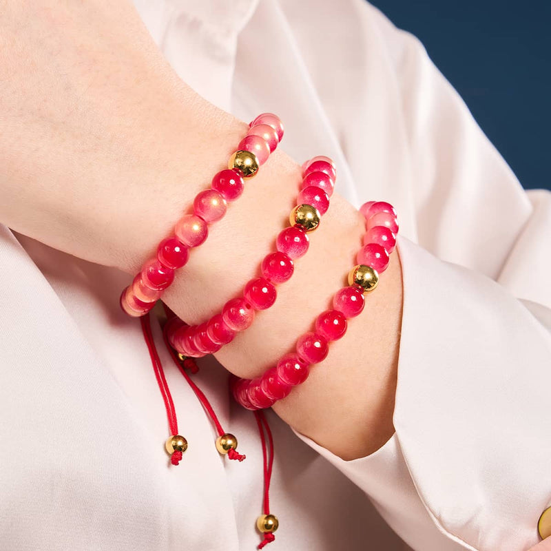 Maraschinokirsche | Schimmerndes Glas | Makramee-Armband 