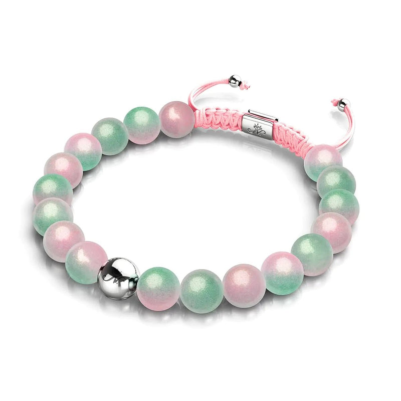 Geschnittene Melone | Schimmerndes Glas | Makramee-Armband 