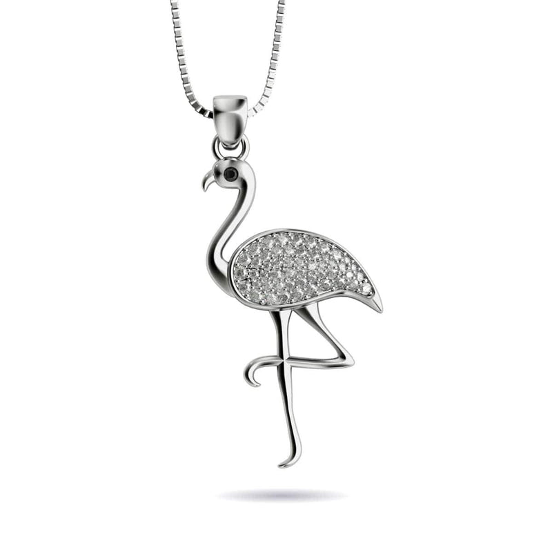 Aruba | 925 Sterling Silber | Kristall Flamingo Unendlichkeitsverschluss Halskette 