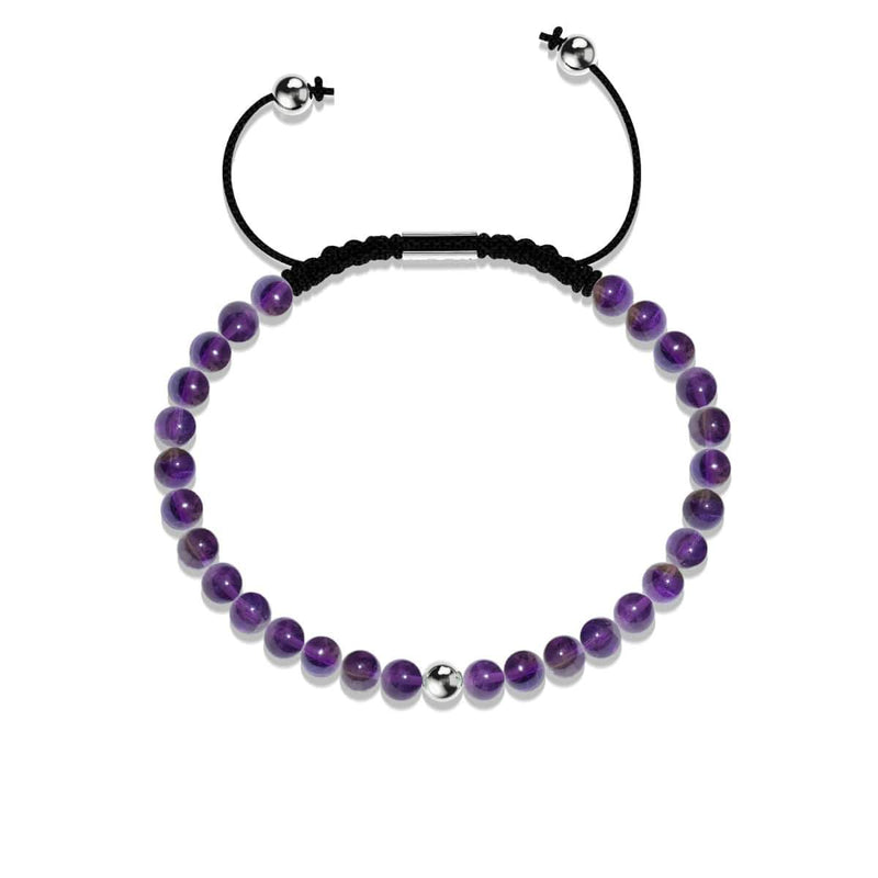 Amethyst | 925er Sterlingsilber | Makramee-Armband mit Fokus-Edelstein 