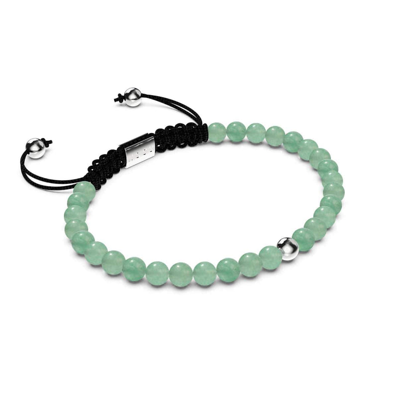 Grüne Jade | 925er Sterlingsilber | Makramee-Armband mit Fokus-Edelstein 
