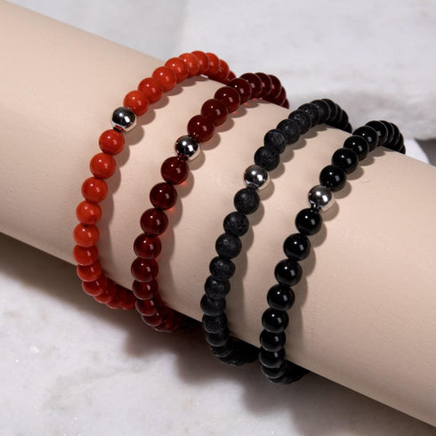 Lavastein-Diffusor | 925er Sterlingsilber | Makramee-Armband mit Fokus-Edelstein 