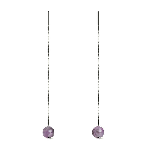 Amethyst | 925er Sterlingsilber | Edelstein-Ketten-Tropfen-Einfädler-Ohrringe