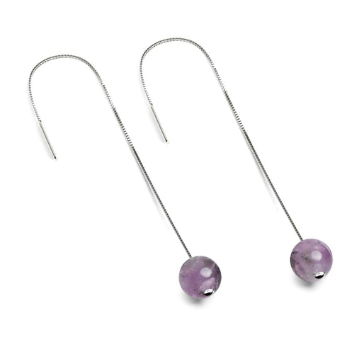 Amethyst | 925er Sterlingsilber | Edelstein-Ketten-Tropfen-Einfädler-Ohrringe