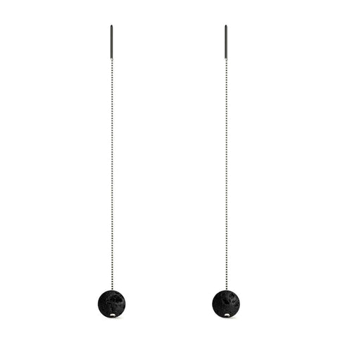 Lavastein-Diffusor | 925er Sterlingsilber | Edelsteinketten-Tropfenfädler-Ohrringe