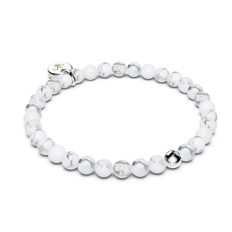 Howlith | 925er Sterlingsilber | Armband mit heilenden Edelsteinperlen 