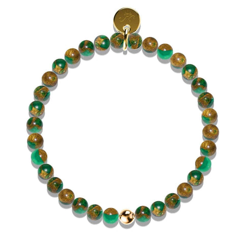 Neuer grüner Achat | 925er Sterlinggold Vermeil | Heilendes Edelsteinperlenarmband 