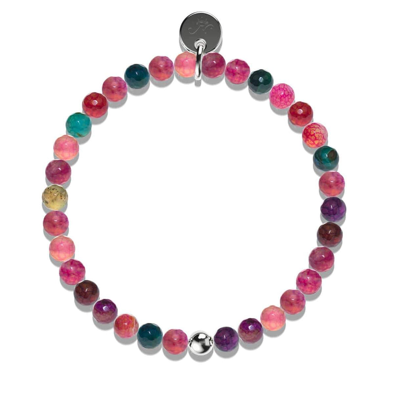 Regenbogenachat | 925er Sterlingsilber | Heilsteinperlenarmband 