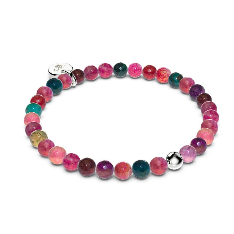 Regenbogenachat | 925er Sterlingsilber | Heilsteinperlenarmband 