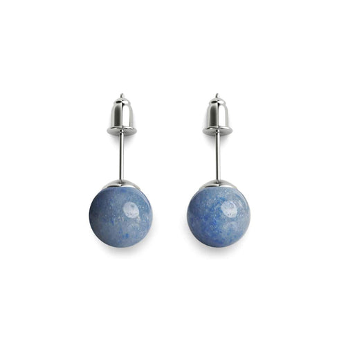 Blauer Aventurin | 925er Sterlingsilber | Edelstein-Ohrstecker