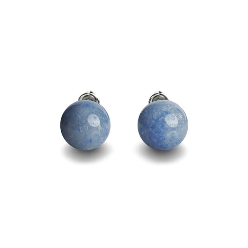 Blauer Aventurin | 925er Sterlingsilber | Edelstein-Ohrstecker