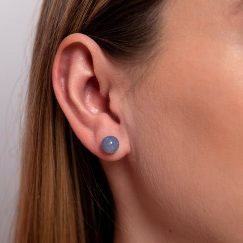 Blauer Aventurin | 925er Sterlingsilber | Edelstein-Ohrstecker