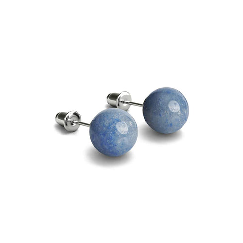 Blauer Aventurin | 925er Sterlingsilber | Edelstein-Ohrstecker