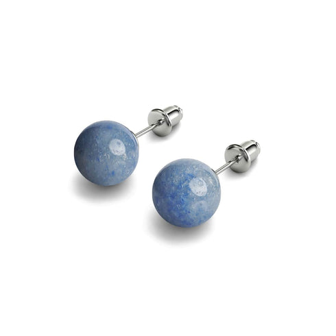 Blauer Aventurin | 925er Sterlingsilber | Edelstein-Ohrstecker