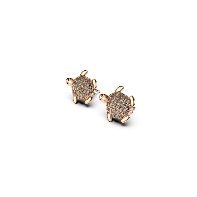 Tortuga | Roségold Vermeil | CZ Diamant Meeresschildkröten Ohrringe