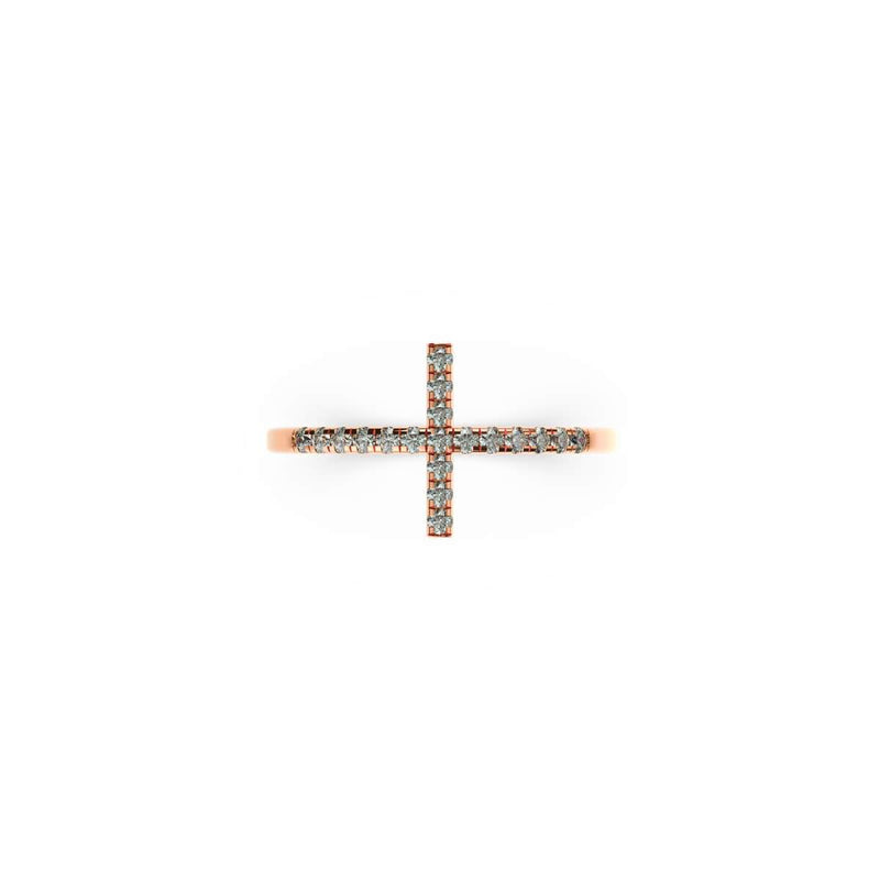 Gesegnet | Roségold Vermeil | CZ Diamant Kreuz Ring