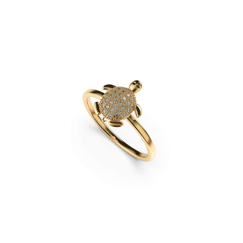 Tortuga | Gold Vermeil | CZ Diamant Meeresschildkrötenring