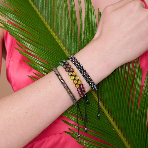 Chamäleon-Glieder | Mini-Kismet-Armband | Schwarz x Einhorn-Silber