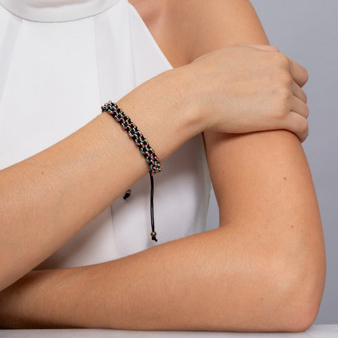 Chamäleon-Glieder | Mini-Kismet-Armband | Schwarz x Einhorn-Silber