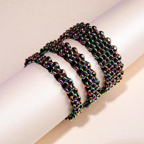 Chamäleon-Glieder | Mini-Kismet-Armband | Schwarz x Einhorn-Silber