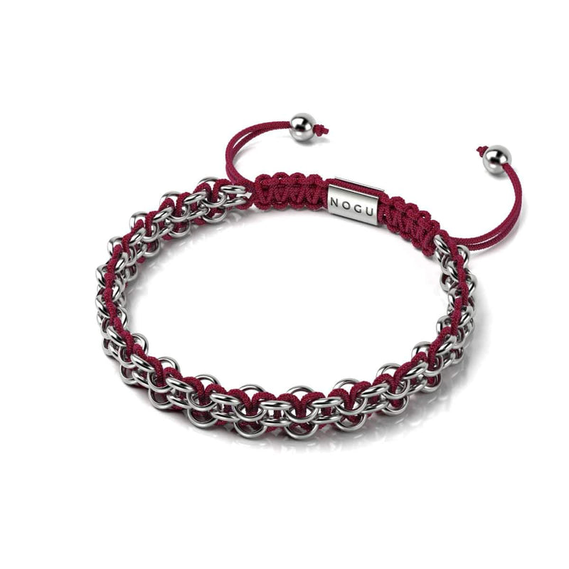 Rotfuchs-Glieder | Mini-Kismet-Armband | Burgunderrot x Silber