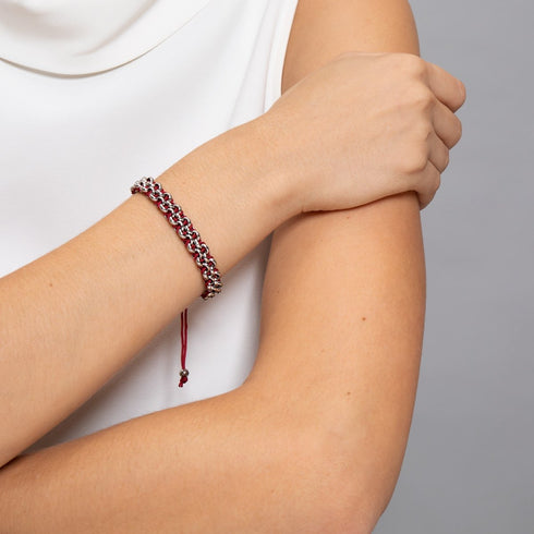 Rotfuchs-Glieder | Mini-Kismet-Armband | Burgunderrot x Silber
