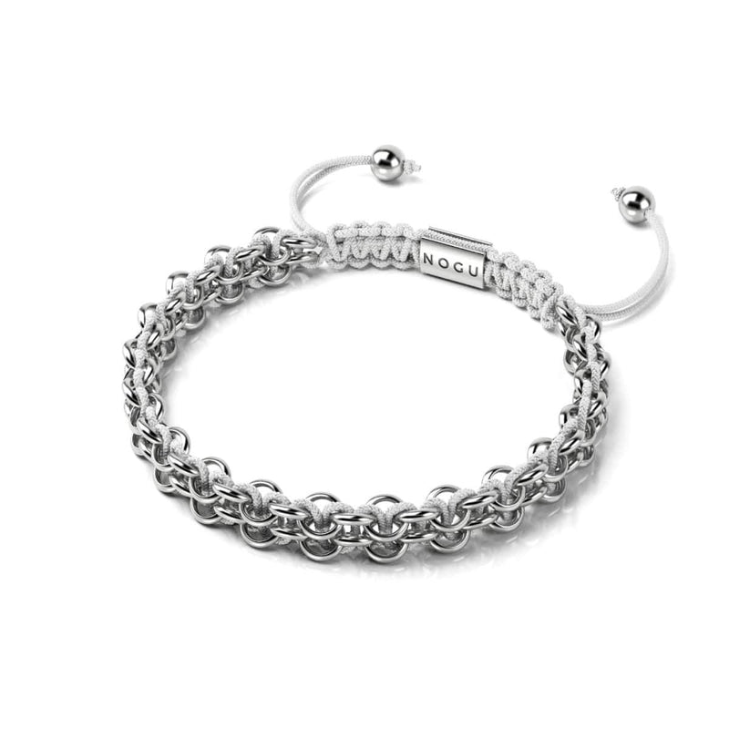 Weiße Nashorn-Glieder | Mini-Kismet-Armband | Weiß x Silber