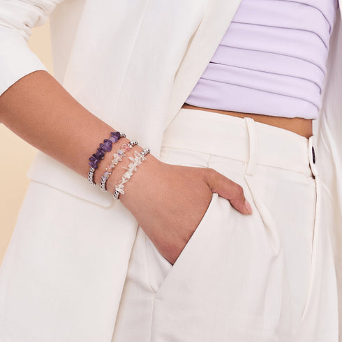 Herkimer Quarz | Silber | Armband aus ungeschliffenem Edelstein 