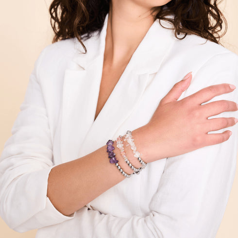 Herkimer Quarz | Silber | Armband aus ungeschliffenem Edelstein 