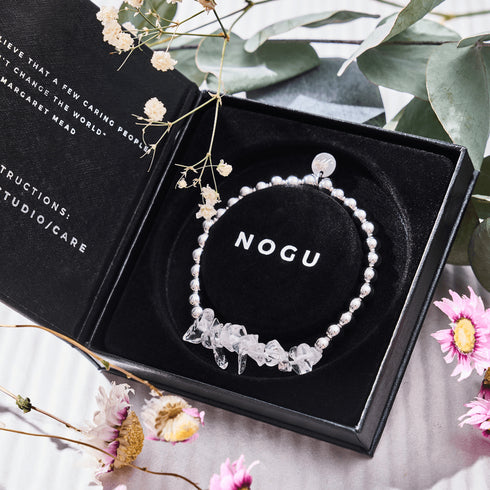 Herkimer Quarz | Silber | Armband aus ungeschliffenem Edelstein 
