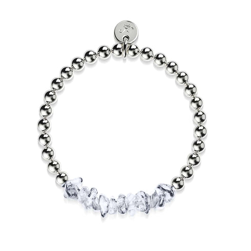 Herkimer Quarz | Silber | Armband aus ungeschliffenem Edelstein 