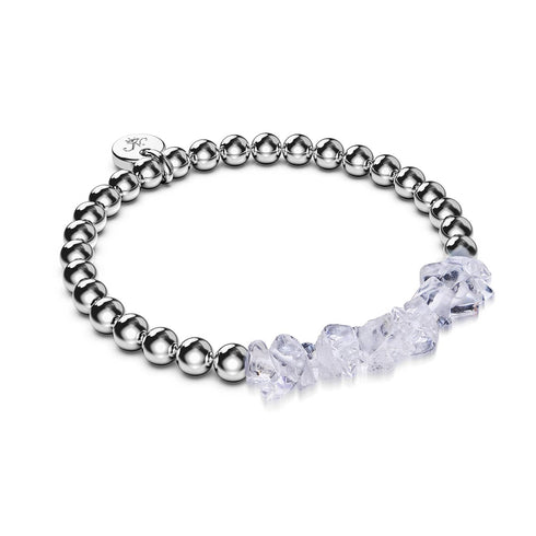 Herkimer Quarz | Silber | Armband aus ungeschliffenem Edelstein 