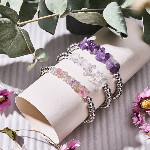 Herkimer Quarz | Silber | Armband aus ungeschliffenem Edelstein 
