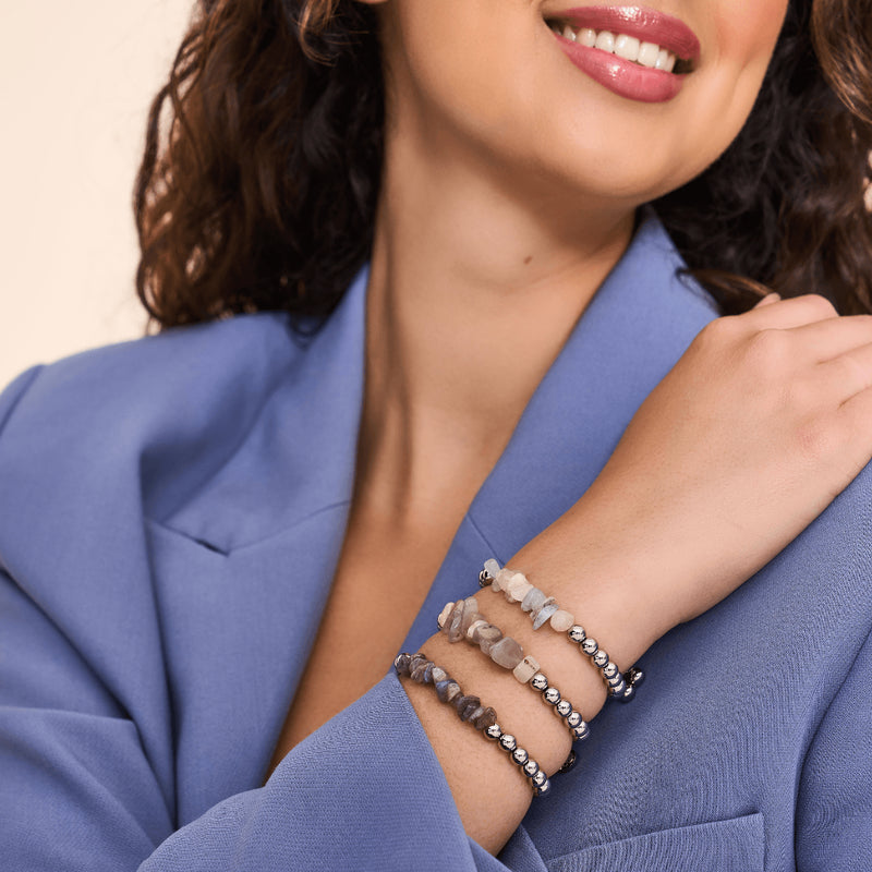 Morganit | Silber | Armband mit ungeschliffenem Edelstein 