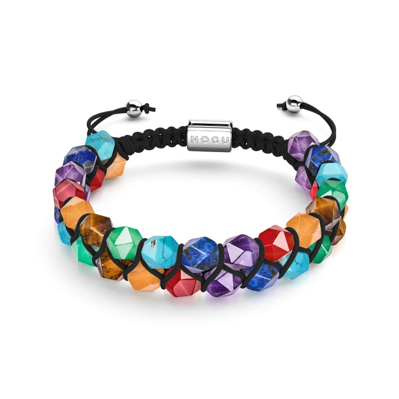 Regenbogenchakra | 7 Edelstein-Geom-Armband | Silber