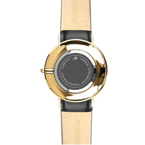 Lansdowne – Goldene Uhr mit schwarzem Leder