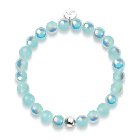 Blaue Kiwi | 925 Sterling Silber | Blasenglas-Armband 
