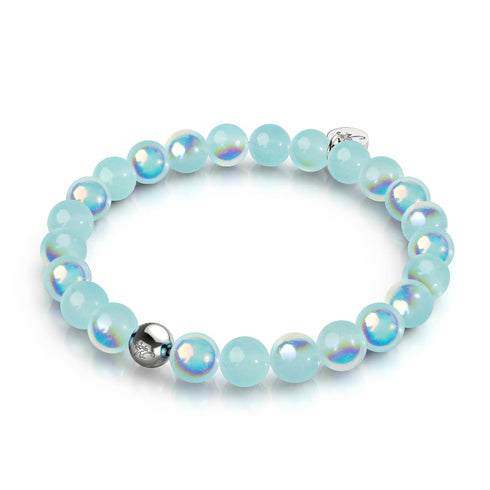 Blaue Kiwi | 925 Sterling Silber | Blasenglas-Armband 