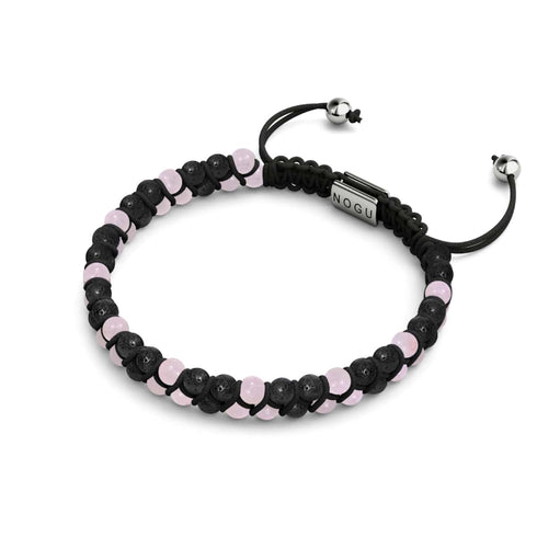 Rosenquarz x Lavastein | 925er Sterlingsilber | Mini-Diffusor-Armband
